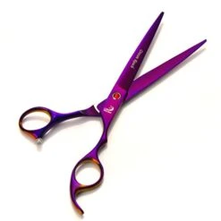 Purple 7.0 Inch Professional Hairdressing Scissors Set Pet Grooming Cutting Premium Steel Kit Straight & Thinning & Curved Shears Comb 4 Pcs Set For Cat Dog And More Pets Clean Hair Tool -Dog Supply Store 317ekyNr0SL