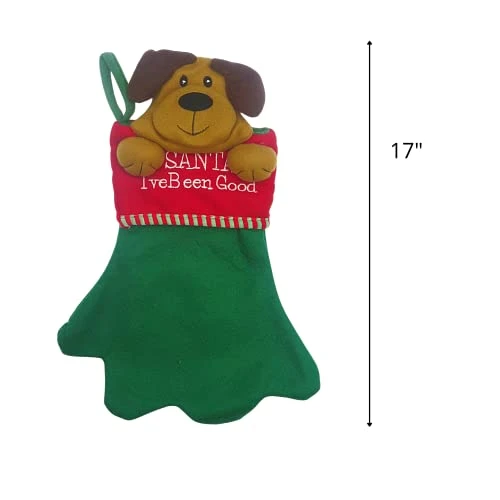 Jumbo Red And Green Felt Christmas Stocking For Dogs, Santa I've Been Good, Cute Funny Xmas Decorations For Fireplaces, Mantels, Walls, And More, 17 Inches 7 Jumbo Red And Green Felt Christmas Stocking For Dogs, Santa I've Been Good, Cute Funny Xmas Decorations For Fireplaces, Mantels, Walls, And More, 17 Inches - Image 5