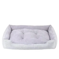 Dog Beds For Large Dogs Winter Warm Kennel Plush Beds S- L Plaid Mat Cat Sleeping Bed For Dog (Small,Grey)