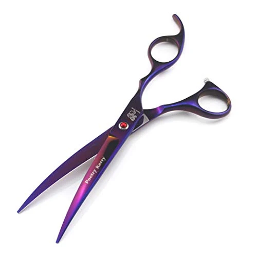Purple Pet Cat Dog Grooming Scissors Set 5 Pieces Stainless Steel Professional Pet Trimmer Kit - 7.0 Inch Straight Cutting Scissors, Thinning Shears, Curved Scissors, Grooming Combs 4 Purple Pet Cat Dog Grooming Scissors Set 5 Pieces Stainless Steel Professional Pet Trimmer Kit - 7.0 Inch Straight Cutting Scissors, Thinning Shears, Curved Scissors, Grooming Combs - Image 2