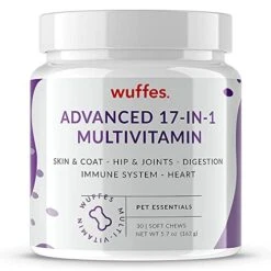 Wuffes 17-in-1 Chewable Dog Vitamins & Supplements - Dog Multivitamin For Small & Large Breed - Whole Food Sources Pet Vitamins Formula - For Skin, Coat Heart, Hips, Joints, Digestion & Immune System
