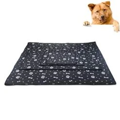 SONGBIRDTH 1Pc Summer Pet Dog Cooling Mat Car Seat Bone Claw Pattern Blanket Bed Cushion,Breathable Cotton Blend,Removable Easy To Clean Black L -Dog Supply Store 412QmcWOIGL