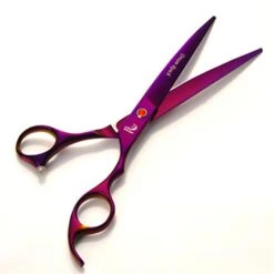 Purple 7.0 Inch Professional Hairdressing Scissors Set Pet Grooming Cutting Premium Steel Kit Straight & Thinning & Curved Shears Comb 4 Pcs Set For Cat Dog And More Pets Clean Hair Tool -Dog Supply Store 413inTHDubL