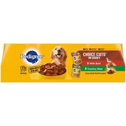 PEDIGREE CHOICE CUTS IN GRAVY Adult Canned Soft Wet Dog Food Variety Pack, With Beef And Country Stew, 13.2 Oz. Cans (Pack Of 12)