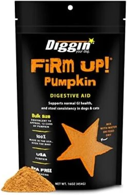 Diggin' Your Dog Firm Up Pumpkin For Dogs & Cats, 100% Made In USA, Pumpkin Powder For Dogs, Digestive Support, Apple Pectin, Fiber, Healthy Stool, 4 Oz (2-Pack) -Dog Supply Store 413y1A2GgL. AC