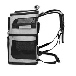 LEFEDA Breathable Double-Decker Pet Bag Outdoor Portable Foldable Cat Backpack Wear-Resistant Dog Carrier Backpack Cat Carrier Pet Backpack Carrier (Color : Black) -Dog Supply Store 415xW8tUSdL