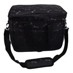 01 02 015 Oxford Cloth Dog Travel Bag, Multi Function Pockets Anti Scratch Pet Food Storage Bag Lined Large Capacity Convenient For Snack For Diaper For Outdoor