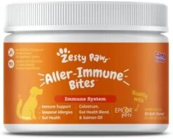 Zesty Paws Dog Allergy Relief - Anti Itch Supplement - Omega 3 Probiotics For Dogs - Salmon Oil Digestive Health - Soft Chews For Skin & Seasonal Allergies - With Epicor Pets - Lamb - 50 Count -Dog Supply Store 417VxHKpLvL. AC