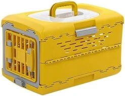Fonowx Collapsible Puppy Crate Pet Carrier Breathable Foldable Hard Sided Portable Dog Kennel Cat Travel Cage For Kitten Small Dogs Small Animals, Yellow -Dog Supply Store 417m9kr9fAL. AC