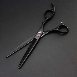Professional 7.0 Inch High-End Pet Cat Dog Grooming Scissors Black Set 6 Pieces 6CR Steel Pet Trimmer Kit - Straight Cutting Scissors, Thinning Shears, Curved Scissors, Combs 8 Professional 7.0 Inch High-End Pet Cat Dog Grooming Scissors Black Set 6 Pieces 6CR Steel Pet Trimmer Kit - Straight Cutting Scissors, Thinning Shears, Curved Scissors, Combs -Dog Supply Store 418RG3McwiL