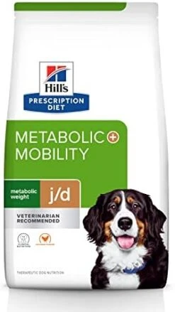 Hill's Prescription Diet Metabolic + Mobility, Weight + J/d Joint Care Chicken Flavor Dry Dog Food, Veterinary Diet, 24 Lb. Bag -Dog Supply Store 418glySeDiL. AC