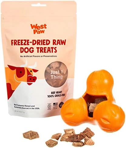 WEST PAW Dog Chew Toy And Puppy Training Treats Bundle, Zogoflex Tux Treat Dispensing Dog Chew Toy, Granny Smith, Small And Beef Heart Freeze-Dried Raw Dog Treats, Made In USA 7 WEST PAW Dog Chew Toy And Puppy Training Treats Bundle, Zogoflex Tux Treat Dispensing Dog Chew Toy, Granny Smith, Small And Beef Heart Freeze-Dried Raw Dog Treats, Made In USA - Image 5