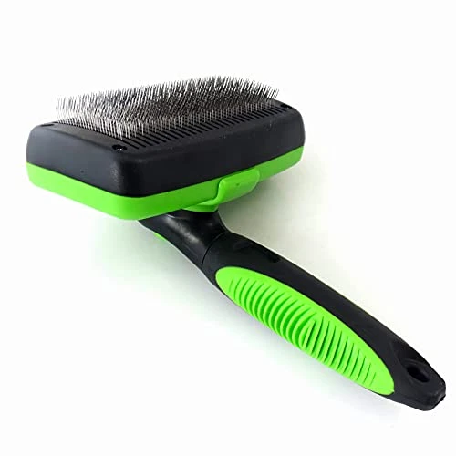 Self Cleaning Pet Slicker Brush Dogs Cats Grooming Brush Deshedding Tool For Cats Dogs With Short To Long Hair (Color : Green+Black) 3 Self Cleaning Pet Slicker Brush Dogs Cats Grooming Brush Deshedding Tool For Cats Dogs With Short To Long Hair (Color : Green+Black)