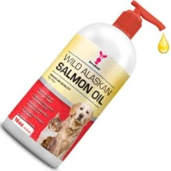 Pure Wild Alaskan Salmon Oil For Dogs, Cats, Ferrets - 16 Oz Liquid Omega 3 Fish Oil, Pump On Food - Unscented All Natural Supplement For Skin And Coat, Joints, Heart, Brain, Allergy, Weight, Immune
