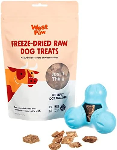 WEST PAW Dog Chew Toy And Puppy Training Treats Bundle, Zogoflex Tux Treat Dispensing Dog Chew Toy, Granny Smith, Small And Beef Heart Freeze-Dried Raw Dog Treats, Made In USA 4 WEST PAW Dog Chew Toy And Puppy Training Treats Bundle, Zogoflex Tux Treat Dispensing Dog Chew Toy, Granny Smith, Small And Beef Heart Freeze-Dried Raw Dog Treats, Made In USA - Image 2