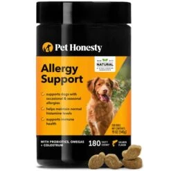PetHonesty Dog Allergy Relief Immunity Chews – Omega-3 Salmon Fish Oil Supplement, Probiotics For Dogs, Seasonal Allergies, Skin + Coat Health, Intermittent Itchiness (Salmon) - 180 Count - New JAR