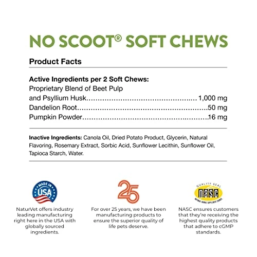 NaturVet - No Scoot For Dogs - 120 Soft Chews - Plus Pumpkin - Supports Healthy Anal Gland & Bowel Function - Enhanced With Beet Pulp & Psyllium Husk 7 NaturVet - No Scoot For Dogs - 120 Soft Chews - Plus Pumpkin - Supports Healthy Anal Gland & Bowel Function - Enhanced With Beet Pulp & Psyllium Husk - Image 5