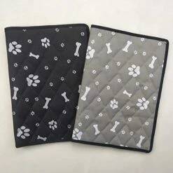 SONGBIRDTH 1Pc Summer Pet Dog Cooling Mat Car Seat Bone Claw Pattern Blanket Bed Cushion,Breathable Cotton Blend,Removable Easy To Clean Black L -Dog Supply Store 41DJoJjmMhL