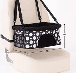 ROODO Pet Dog Car Seat Metal Frame With Safety Rope Removable Washable Pad Fits 18 LBs Dog Car Booster Seat (Black&White)