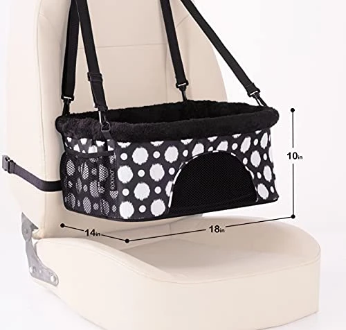 ROODO Pet Dog Car Seat Metal Frame With Safety Rope Removable Washable Pad Fits 18 LBs Dog Car Booster Seat (Black&White) 3 ROODO Pet Dog Car Seat Metal Frame With Safety Rope Removable Washable Pad Fits 18 LBs Dog Car Booster Seat (Black&White)