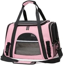 LEFEDA Soft Pet Handbag Portable Foldable Pet Straddle Bag Cat And Dog Handbag Travel Pet Handbag With Locking Safety Zipper Pet Backpack Carrier (Color : Pink) -Dog Supply Store 41EcIuZT41L. AC