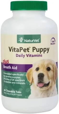 NaturVet – VitaPet Puppy Daily Vitamins For Dogs – Plus Breath Aid – Specifically Formulated To Provide Puppies With Essential Vitamins, Minerals, Amino Acids & Fatty Acids (70 Soft Chews) -Dog Supply Store 41F1v7jV7zL. AC