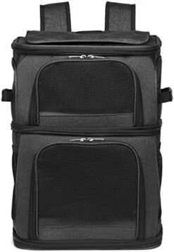 LEFEDA Breathable Double-Decker Pet Bag Outdoor Portable Foldable Cat Backpack Wear-Resistant Dog Carrier Backpack Cat Carrier Pet Backpack Carrier (Color : Black) -Dog Supply Store 41Gy88xmcQL. AC