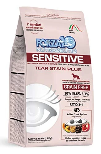 Forza10 Sensitive Tear Stain Remover Dry Dog Food, Grain Free Reduce Tear Stains Dog Eye Care Tear Stain Remover Vet Recommended, Dog Tear Stain 4 Pounds Adult Dogs 3 Forza10 Sensitive Tear Stain Remover Dry Dog Food, Grain Free Reduce Tear Stains Dog Eye Care Tear Stain Remover Vet Recommended, Dog Tear Stain 4 Pounds Adult Dogs