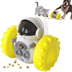 Pet Treat Dispensing Puzzle Slow Feeder Toys For Small And Medium Dogs,Fun Multifunction Interactive Chase Dog Cat Toys,Pet Leaky Food Tumbler Toy, Great Alternative To Dog Bowl For Dogs (Yellow) -Dog Supply Store 41KNGV95lQL. AC