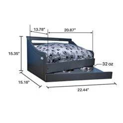 Iconic Pet Sassy Paws Multipurpose Wooden Pet Bed With Feeder For Dogs & Cats -Dog Supply Store 41LOsjBFX1L