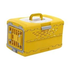 Fonowx Collapsible Puppy Crate Pet Carrier Breathable Foldable Hard Sided Portable Dog Kennel Cat Travel Cage For Kitten Small Dogs Small Animals, Yellow -Dog Supply Store 41Lie7kDBBL