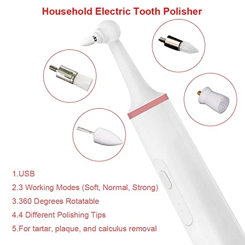 Yuland Electric Tooth Cleaning Kit, 3 Adjustable Modes And 4 Replacement Brushes Rechargeable Teeth Whitening Cleaner For People And Pet Dog (Pink) 5 Yuland Electric Tooth Cleaning Kit, 3 Adjustable Modes And 4 Replacement Brushes Rechargeable Teeth Whitening Cleaner For People And Pet Dog (Pink) - Image 3