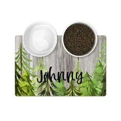 The Navy Knot Personalized Pet Mat - Waterproof & Non-Slip Pet Food Mat With Edges - Cats & Dogs Feeding Mats - Petfood, Water, Dish Bowls Pad - Gifts For Dog & Cat (10x16, Evergreen)