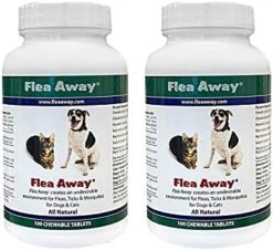 Flea Away All Natural Supplement For Fleas, Ticks, And Mosquitos Prevention For Dogs And Cats, 100 Chewable Treat Tablets, Single -Dog Supply Store 41Mr36zCNiS. AC