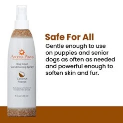 Aroma Paws Dog Coat Conditioning Spray - Pet-Friendly Detangler Spray With Natural Essential Oils For Dogs - Daily Dog Spray To Eliminate Odors And Knots - Coconut Papaya 4.5 Oz -Dog Supply Store 41NfKqM97wL
