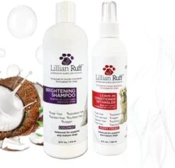 Lillian Ruff Ultra-Brightening Professional Whitening Shampoo For Dogs & Leave-in Dog Conditioner Detangler Spray Set - PH-Balanced Dog Whitening Shampoo & No Rinse Hydrating Dog Conditioning Spray -Dog Supply Store 41QOTyCW06L. AC
