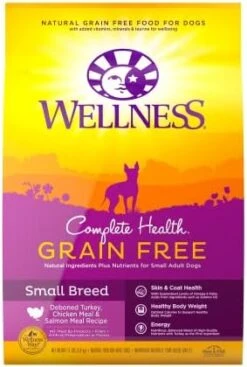 Wellness Complete Health Grain-Free Small Breed Dry Dog Food, Natural Ingredients, Made In USA With Real Turkey, For All Lifestages (Turkey, Chicken & Salmon, 4-Pound Bag) -Dog Supply Store 41Rox 8TeiL. AC