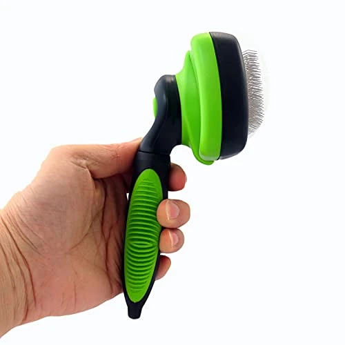 Self Cleaning Pet Slicker Brush Dogs Cats Grooming Brush Deshedding Tool For Cats Dogs With Short To Long Hair (Color : Green+Black) 7 Self Cleaning Pet Slicker Brush Dogs Cats Grooming Brush Deshedding Tool For Cats Dogs With Short To Long Hair (Color : Green+Black) - Image 5