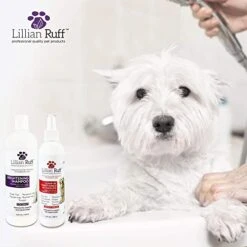 Lillian Ruff Ultra-Brightening Professional Whitening Shampoo For Dogs & Leave-in Dog Conditioner Detangler Spray Set - PH-Balanced Dog Whitening Shampoo & No Rinse Hydrating Dog Conditioning Spray -Dog Supply Store 41SozGf4vML