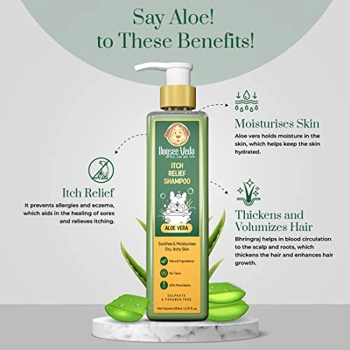 Dogsee Veda Itch Relief Aloe Vera Dog Shampoo | 100% Natural And Paraben Free | Ayurvedic | Cruelty-Free | Itch Relief Helps Overcome Skin Irritations - 13.50 Fl.oz 4 Dogsee Veda Itch Relief Aloe Vera Dog Shampoo | 100% Natural And Paraben Free | Ayurvedic | Cruelty-Free | Itch Relief Helps Overcome Skin Irritations - 13.50 Fl.oz - Image 2