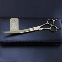 Professional 8.0 Inch Golden Hairdressing Scissors Set Pet Grooming Cutting Premium Steel Kit Straight & Thinning & Curved Shears 3 Pcs Set For Cat Dog Teddy And More Pets Clean Hair Tool -Dog Supply Store 41UDwtTDErL