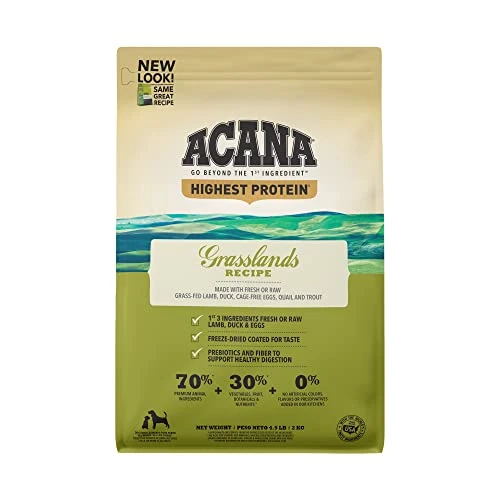 ACANA Highest Protein Dry Dog Food, Grasslands, Lamb And Duck Recipe, 4.5lb 3 ACANA Highest Protein Dry Dog Food, Grasslands, Lamb And Duck Recipe, 4.5lb