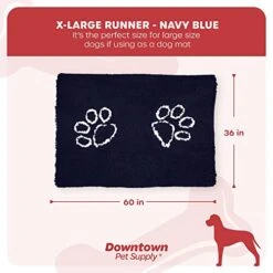 My Doggy Place Microfiber Dog Mat For Muddy Paws, 60" X 36" Navy Blue With Paw Print - Non-Slip, Absorbent And Quick-Drying Dog Paw Cleaning Mat, Washer And Dryer Safe - X-Large/Runner -Dog Supply Store 41VsBGvrvlL