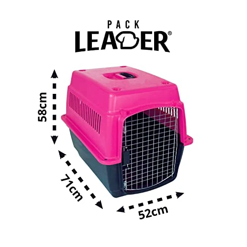 PACK LEADER Duna Travel Carrier Cage For Medium Breeds Or Cats Rigid Material Portable With Metal Door Up To 13 Kg Size 52 X 58 X 71 Cm Includes A Food Plate | Pink 7 PACK LEADER Duna Travel Carrier Cage For Medium Breeds Or Cats Rigid Material Portable With Metal Door Up To 13 Kg Size 52 X 58 X 71 Cm Includes A Food Plate | Pink - Image 5