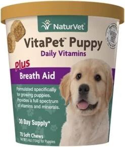 NaturVet – VitaPet Puppy Daily Vitamins For Dogs – Plus Breath Aid – Specifically Formulated To Provide Puppies With Essential Vitamins, Minerals, Amino Acids & Fatty Acids (70 Soft Chews) -Dog Supply Store 41aOfXWRqVL. AC