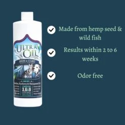 Ultra Oil Skin And Coat Supplement For Dogs And Cats With Hemp Seed Oil, Flaxseed Oil, Grape Seed Oil, Fish Oil For Relief From Dry Itchy Skin, Dull Coat, Hot Spots, Dandruff, And Allergies 32 Ounce -Dog Supply Store 41aqx1Uy9SL