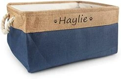 Xingfa Personalized Dog Toy Basket With Name,Custom Dog Toy Basket,Paw Prints Pet Food Storage Container,Dog Toy Box For Small Dogs,New Puppy Supplies (Beige,L 41X32X21cm) -Dog Supply Store 41b3u9IrJ9L. AC