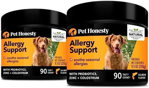 Pet Honesty Dog Allergy Support Immunity Chews – Omega-3 Salmon Fish Oil Supplement, Probiotics For Dogs, Seasonal Allergies, Skin + Coat Health, Intermittent Itchiness - Peanut Butter (90 Count) 9 Pet Honesty Dog Allergy Support Immunity Chews – Omega-3 Salmon Fish Oil Supplement, Probiotics For Dogs, Seasonal Allergies, Skin + Coat Health, Intermittent Itchiness - Peanut Butter (90 Count) - Image 7