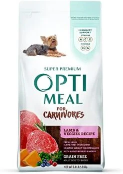 OPtimeal Grain-Free Dog Food - Proudly Ukrainian - Non-Grain Dog Food Dry Recipe, Dry Dog Food To Support Healthy Weight Maintenance - Toy Breeds (2.8lbs Total (2-Pack), Lamb & Veggies) -Dog Supply Store 41j0lXPeOxL. AC