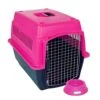 PACK LEADER Duna Travel Carrier Cage For Medium Breeds Or Cats Rigid Material Portable With Metal Door Up To 13 Kg Size 52 X 58 X 71 Cm Includes A Food Plate | Pink